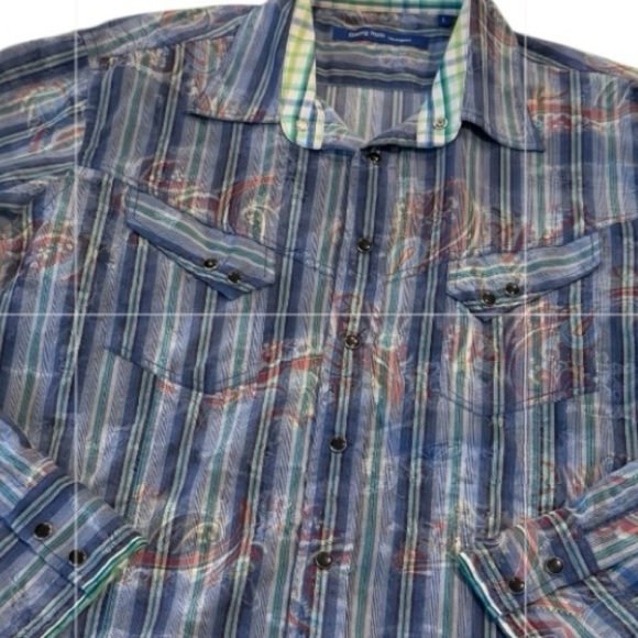 Georg Roth Los Angeles Designer Snap Button Flip Cuffs Mens Shirts Size Large - Picture 3 of 14